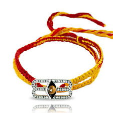 925 Sterling Silver Shiva Third Eye Rudraksha with Wrap Around Moli Bracelet picture