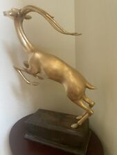Stunning Antique Sculpture Frederick Chicago Brass Statue Antelope Deer Figurin) picture