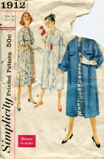 Vtg 1950s Simplicity Pattern 1912 Misses' Coat or House Coat, Sz 14 (Bust 34) picture