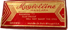 💋 LARGE  Rare  MAYBELLINE CAKE MASCARA ART DECO & INFO SHEET Vintage 💋1930S picture