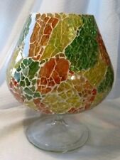 Vintage Multi-Color Mosaic Stained Glass Pedestal Vase / Candle Holder picture