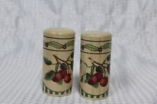 Wooden Cherry and Blackberry Themed Salt and Pepper Shaker Set - Used with Wear picture