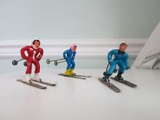Set of 3 Vintage Barclay* Skiers Christmas Winter Village Figures Lead Good picture