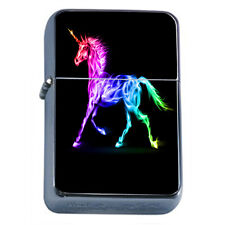 Unicorns D11 Flip Top Oil Lighter Wind Resistant Flame Mythical Creatures picture