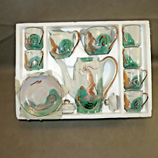 VTG Japanese Hand Painted Dragon Tea Set - 17 Pieces Teapot Cup Saucer Creamer picture