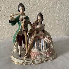 Antiq Rare Dresden Porcelain from (Frankenthal) Figure Couple Musician Playing picture