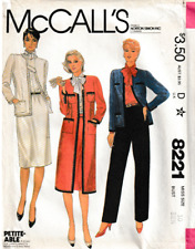 McCall's Pattern 8221 Misses Elegant Long Suit Jacket, Size 10, FF picture