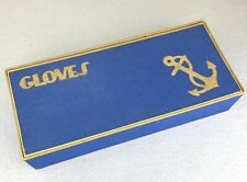 Vintage Mid Century Glove Box Bright Blue with Light Wood Anchor “Gloves” 12.5” picture