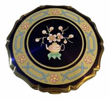 Vintage MCM Stratton England Ladies’ Compact ~ Gold Enameled Teapot Flowers picture
