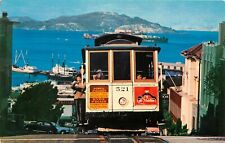 Cable Car Hyde St Hill Alcatraz San Francisco Bay California CA Postcard picture