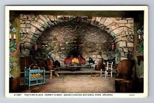 AZ-Arizona, The Fire Place, Hermit's Rest, Antique, Vintage Souvenir Postcard picture