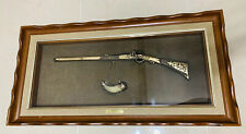 Vintage Wall Accessory Art Framed Wood Shadow Box Musket With Powder Horn picture