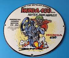 Vintage Honda Hot Rod Sign - Motorcycle Biker Rat Fink Gas Pump Porcelain Sign picture