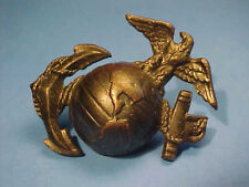 Vintage M1937 WW2 US Marine Corp Enlisted EGA Visor Hat Badge Pin Subdued Bronze picture