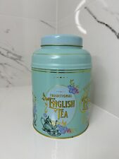 large empty Traditional English Tea tin Victorian Breakfast tea - turquoise rj picture
