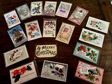 ~Lot of 18 Antique CHRISTMAS~AIRBRUSHED~Velvet~Xmas ~Postcards-in sleeves~h203 picture