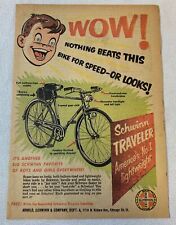1953 SCHWINN newsprint bicycle ad ~ TRAVELER ~ WOW picture