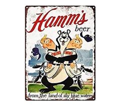 HAMM'S BEER 12 X 8 TIN SIGN TWINS BEER REFRESHING POSTER ART SKY BLUE WATERS picture