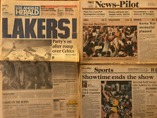 Los Angeles Lakers 1987 NBA Champs 2 Newspapers ~ Magic Johnson James Worthy picture