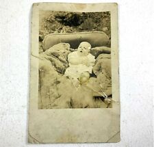 Vintage c 1910 Photo Postcard Large Baby in Carriage Horse & Buggy picture