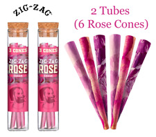 Authentic Zig-Zag King Size Natural Rose Cones 2 Tubes 6 Cones US Shipping picture