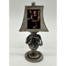 Vintage Picture Frame Lamp Bow Ribbon Pewter Perfect 1990s Gray Miniature picture