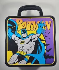 Vintage Batman Lunch Box Dark Knight Metal Tin Tote Pail Handle Box DC Comic Vtg picture