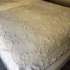 Vintage Sears Hand Guided Hobnail Chenille Bedspread King 102 X 86” Boho Cottage picture