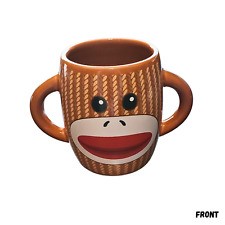 Galerie Double Handle Sock Monkey Ceramic Coffee Tea Cocoa Mug Cup picture