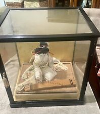 Vintage C1960 Japanese GEISHA Doll w/musical instrument silk KIMONO & Glass Case picture