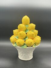 Mid-Century MCM Italian Majolica Lemons & Leaves Topiary Basket Centerpiece picture