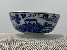 Vtg Antique Chinese Signed Blue & White Porcelain Bowl Calligraphy Poem Ship Dec picture