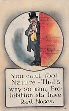 Prohibition Era Funny Comic Red Nose Man Hiding Brick Wall Vtg Postcard C58 picture