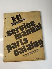 1976 Rowe Model  R-81 Phonograph Service Manual Parts Catalog Schematics  Wiring picture