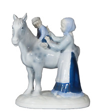 Vintage Dutch Porcelain Figurine Depicting Two Children And A Horse 8