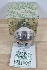 Vintage 1974 Wallace Silversmiths Annual Christmas Bell Ornament Tarnished picture