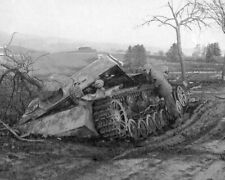 U.S. Soldier inspects knocked out German Panzer IV Tank WWII WW2 8x10 Photo 994a picture