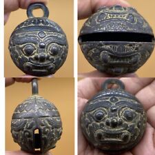 BEAUTIFUL OLD NEAR EASTERN UNIQUE BRONZE CROTAL BELL WITH 2 FACE picture