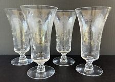 Heisey Glass Etched Minuet Iced Tea Glasses 6 7/8” Set of 4 picture