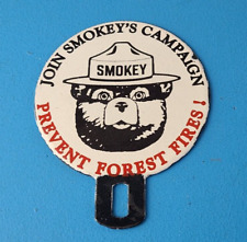 Vintage Smokey Bear Sign Topper - Gas Car Porcelain License Plate Topper picture