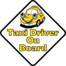 5in x 5in Striped Taxi Driver On Board Magnet Car Truck Vehicle Magnetic Sign picture