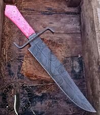Uniqe Feather Pattren Handmade Bowie Knife Damascus Steel Hunting Bowie Knife picture