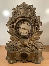 Vintage Antique Large 19” NICHOLAS MULLER Cast Iron Figural Front Wind Up Clock picture