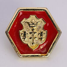 Absolutely Stunning European Crest (?) On Deep Red - Enamel/Gold-Tone Lapel Pin picture