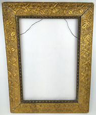 Antique Gold/Gilt Gesso Flower Pattern Wood Picture Frame Fits 14x21