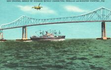 Vintage Postcard 1930's Ship Chanel Bridge of Sunshine Skyway Manatee County FL picture