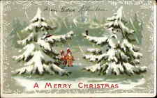 Christmas Fantasy Anthropomorphic Tree People Cigar EBC 1800 Postcard picture