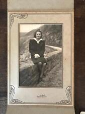 Vintage Photo Young Woman Sitting on Rock Wall Lake Huntington NY Keen Art picture