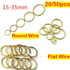 15mm-35mm Flat/Round Wire Solid Brass Split Double Hoop Loop Key Ring Key Chains picture