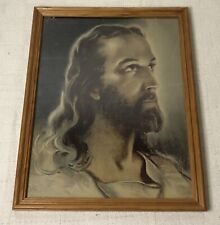 Vintage Jesus Litho Print W.E. Sallman Head Of Christ 1935 Religious Decor picture